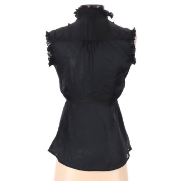 Black Silky Victorian Style Ruffle Blouse - Picture 2 of 9
